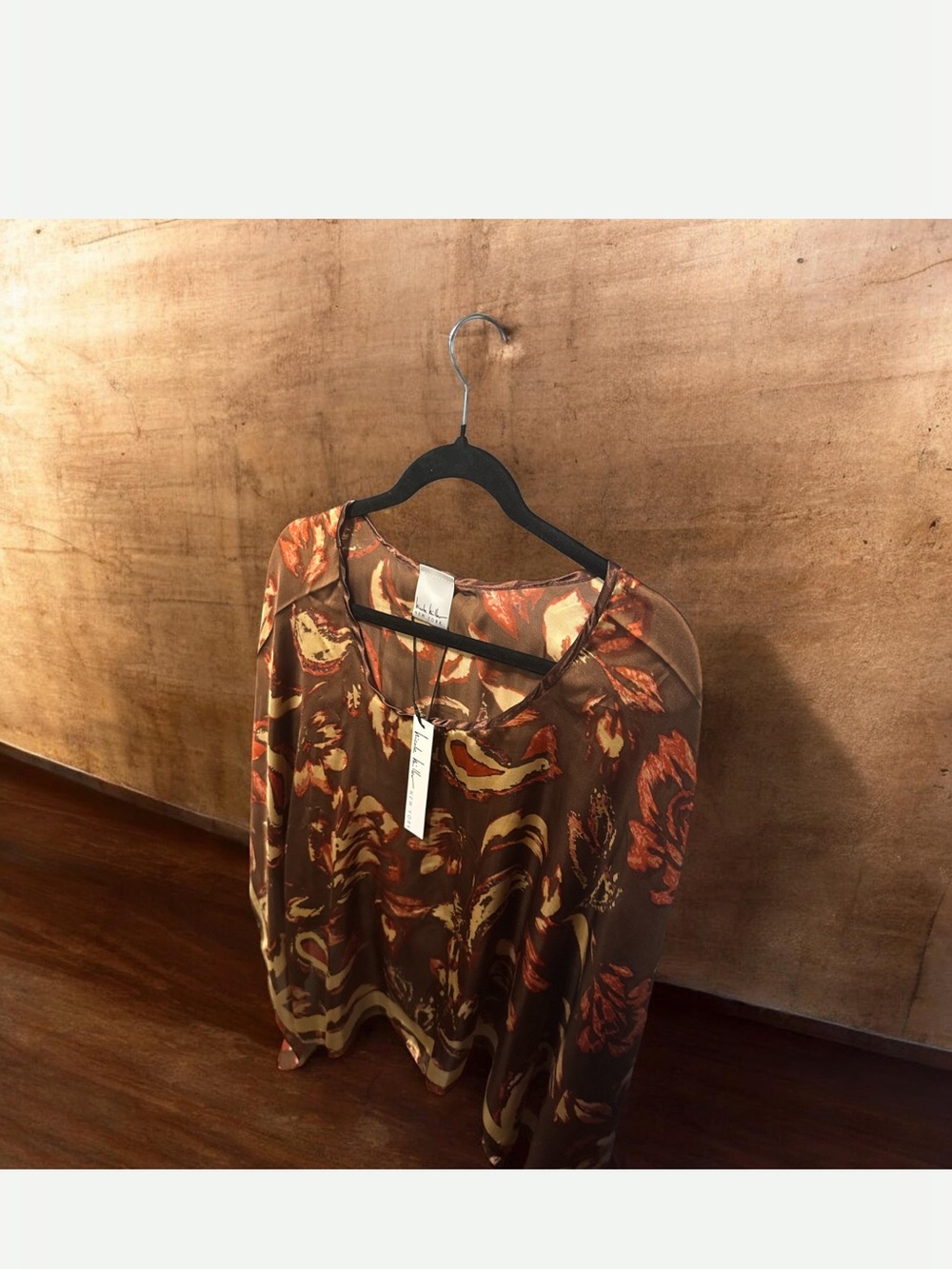 Nicole Miller Brown & Rust Floral print scarf/cape/poncho